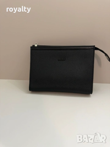 Hugo Boss Нова Черна Кожена Чанта Клъч Хюго Бос 