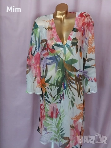 XL/2XL Прозрачна рокля / парео / на цветя, снимка 2 - Рокли - 54446501
