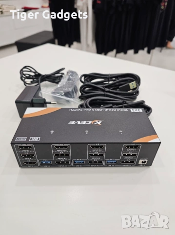 KCEVE KVM303 Triple Monitor KVM Switch – 3 компютъра към 3 монитора, 8K@60Hz / 4K@144Hz, снимка 5 - Други - 54519219