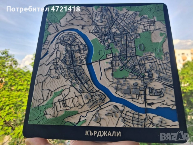 Авторски 3D Релефен макет на гр. Кърджали – Луксозна Карта / Уникален Декор, снимка 3 - Декорация за дома - 54670646