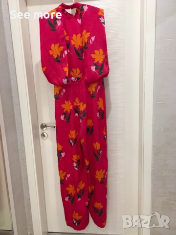 ZARA Сатен ефект гащеризон с секси гръб S, снимка 6 - Гащеризони - 54184099