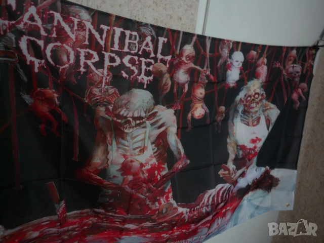 Cannibal Corpse Знаме дет метъл тежък брутален кръв дисекция трупове зомбита мъртви убийство дива му, снимка 2 - Декорация за дома - 54598780