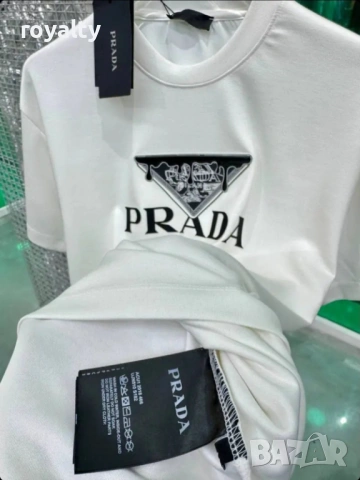 Prad🅰️ Нова Бяла Мъжка Тениска Прад🅰️