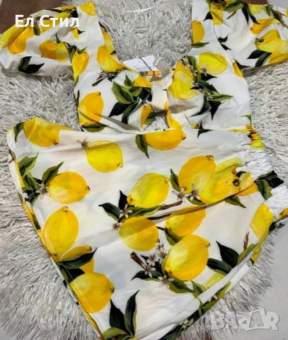 💎Дамски комплект с лимони🍋 🍋Вградени подплънки 🍋Универсален размер, снимка 2 - Комплекти - 54055686