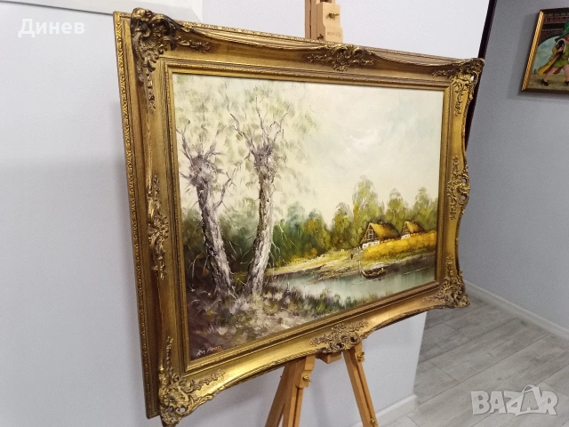 Маслена живопис „Селски пейзаж“ (65х85 см), снимка 2 - Картини - 53966666