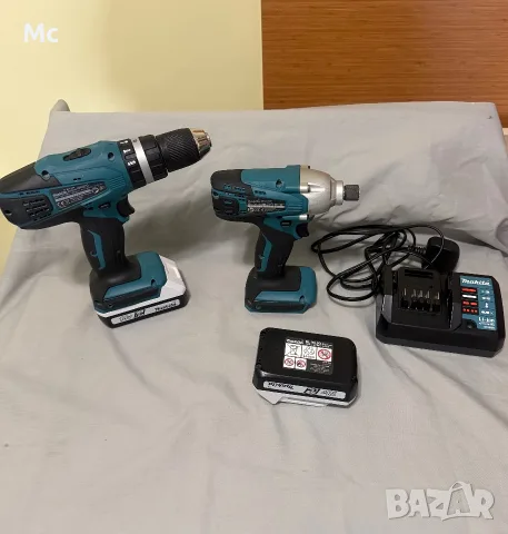 MAKITA Комплект акумулаторни бормашина и винтоверт със зарядно и две батерии, снимка 2 - Винтоверти - 55544965