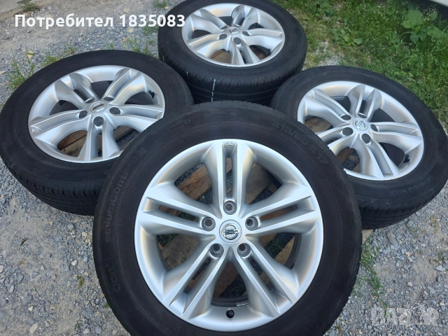 Лети джанти 17ки 5х114.3 Nissan + летни гуми 215/60/17 Continental