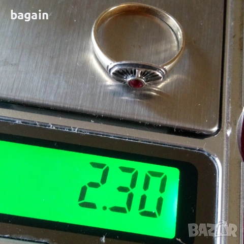 Сребърен пръстен с рубин и позлата., снимка 3 - Антикварни и старинни предмети - 55249965