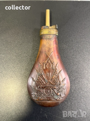 Стара медна барутница. №8138, снимка 2 - Антикварни и старинни предмети - 54328843