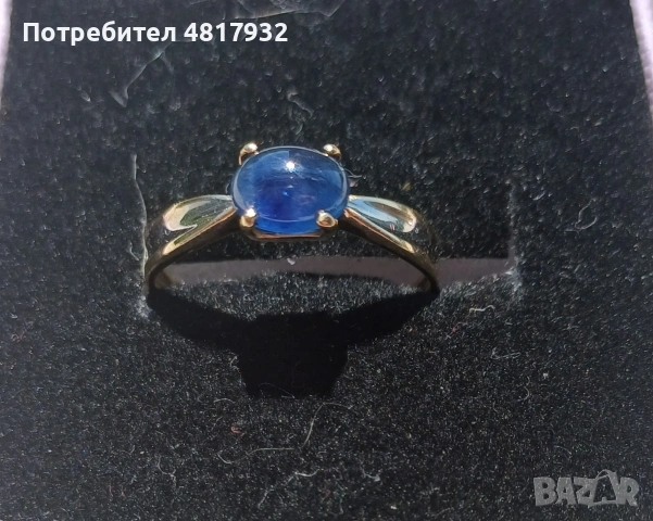 Златен пръстен, 14 карата,57 размер, камък: звезден сапфир., снимка 4 - Пръстени - 54425733