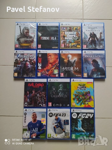 Лична колекция PS5 игри – Witcher 3 (нова), WWE 24, GTA 5 и др.