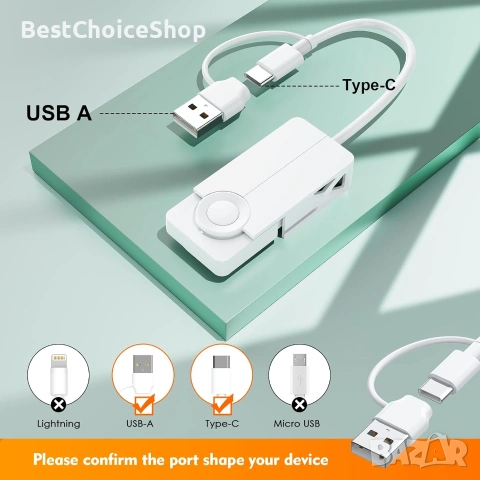CAC четец 2 в 1 тип C с двоен конектор, DOD Military USB Common Access, четец за смарт карти, снимка 4 - Кабели и адаптери - 55039034