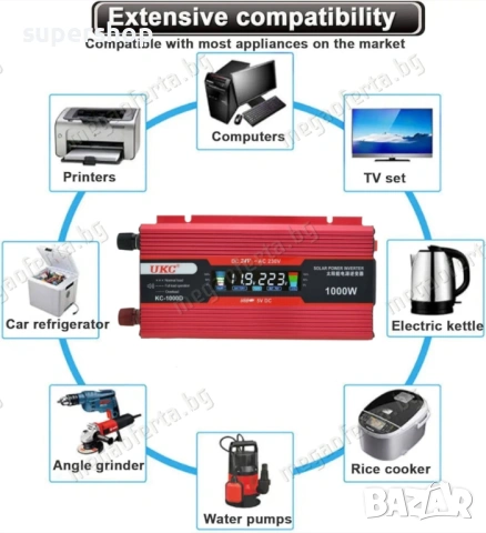 Автомобилен Инвертор UKC 12V-220V 2000W Преобразовател на Напрежението, снимка 8 - Аксесоари и консумативи - 54014388