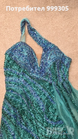Официална дълга тюркоазена рокля – нова, снимка 3 - Рокли - 54365007