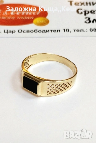 Златен мъжки пръстен 14К.Тегло 3.30 гр.Размер 66.Цена 265 €., снимка 2 - Пръстени - 54785853