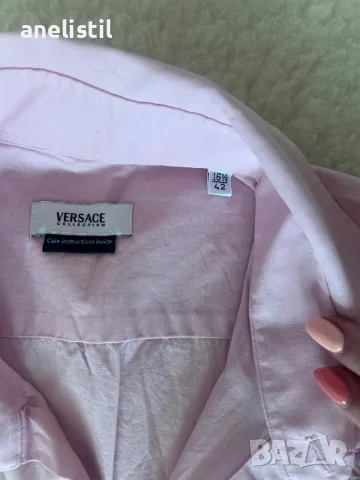 Мъжка риза VERSACE COLLECTION – розова, размер 42, снимка 2 - Ризи - 55665829
