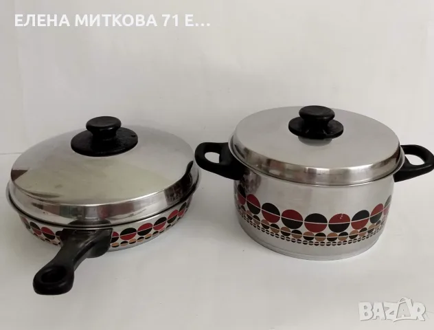 Fissler Западна Германия - много масивни тенджера и тиган от неръждаема стомана с еднакъв декор