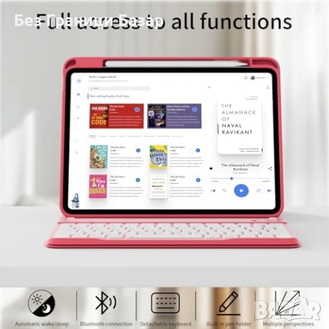 Нов Магнитен калъф с клавиатура за iPad A16 11/10 gen, UK QWERTY, червен кейс таблет Айпад, снимка 4 - Друга електроника - 55151099