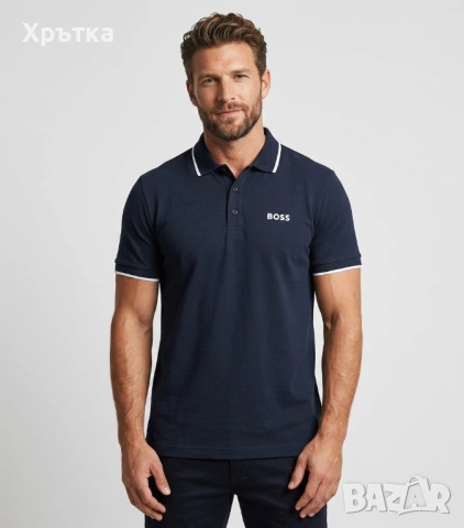 Hugo Boss Parloy190 - Оригинална мъжка тениска с яка р-р XL