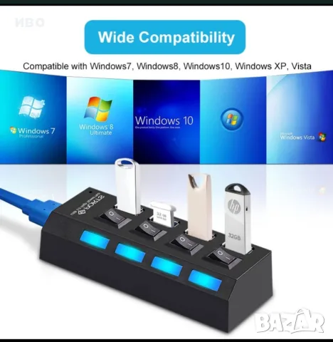 100% Чисто нов и високоскоростен USB-Hub3.0 дължина на кабела 0.50м, снимка 3 - USB Flash памети - 55683955
