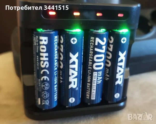Комплект XTAR L4 + 4 бр. XTAR AA 1.5V Li-ion 4300mWh Батерии , снимка 4 - Батерии, зарядни - 55458586