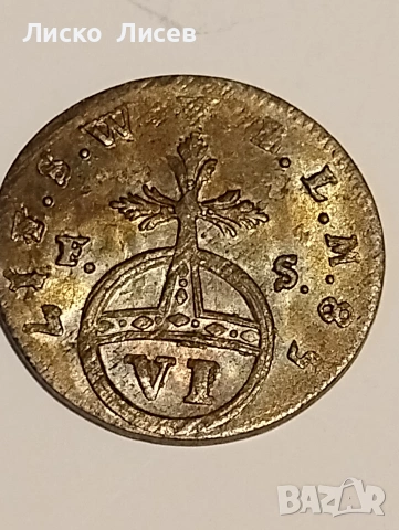 Германия 6 пфенига 1756г., снимка 2 - Нумизматика и бонистика - 55036355