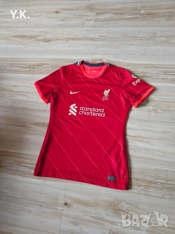 Оригинална дамска тениска Nike Dri-Fit x F.C. Liverpool x M. Salah / Season 21-22 (Home), снимка 2 - Тениски - 54996250