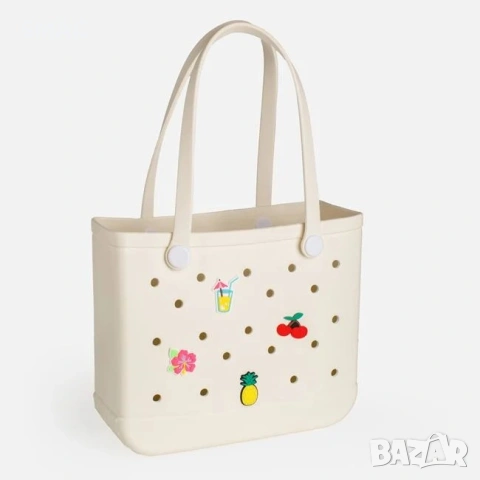 Плажна чанта EVA с декоративни pins 35x11x30см_1261991, снимка 2 - Чанти - 54849147