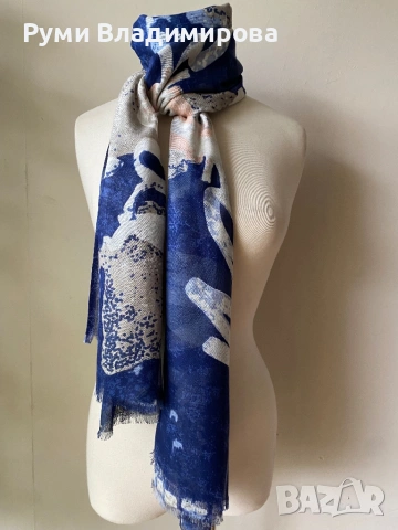Син шал Marie Philippe, снимка 5 - Шалове - 54130285