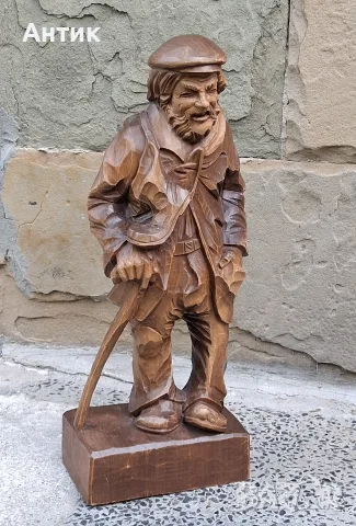 Красива Стара Дървена Фигура , снимка 7 - Декорация за дома - 55337248