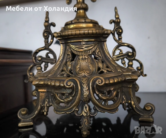 Френски каминен часовник с 2 свещника , снимка 8 - Антикварни и старинни предмети - 54830823