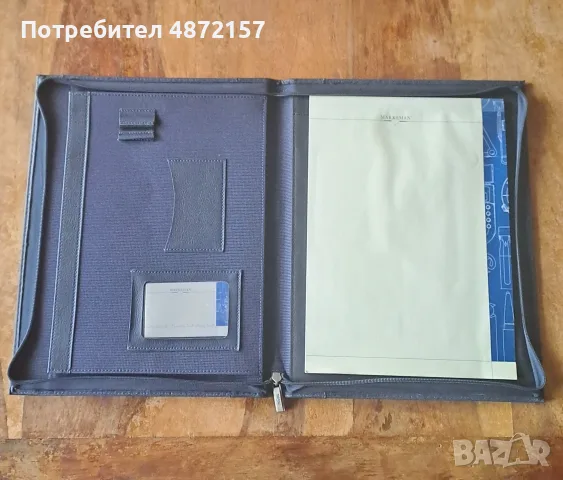 папка луксозна за документи синя кожена без/с цип Марксман Marksman А4, снимка 12 - Ученически пособия, канцеларски материали - 55616822
