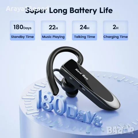 New Bee Bluetooth Хендсфри Слушалка с Микрофон V5.0, снимка 2 - Слушалки, hands-free - 55583538