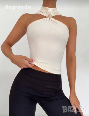 🎀Дамски Топ Кафяво Черно Бяло, снимка 2 - Корсети, бюстиета, топове - 54116087