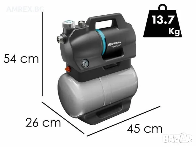 Хидрофорна помпа Gardena 3900 Silent 650W, снимка 2 - Водни помпи - 55375043