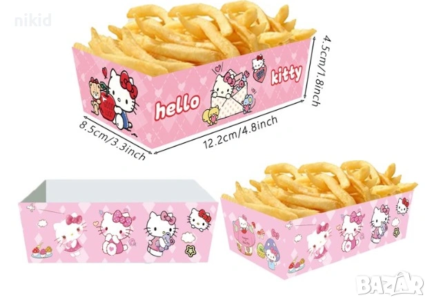 hello kitty Коте Кити картонени чинии купички за парти рожден ден лакомства , снимка 2 - Чинии - 54259637