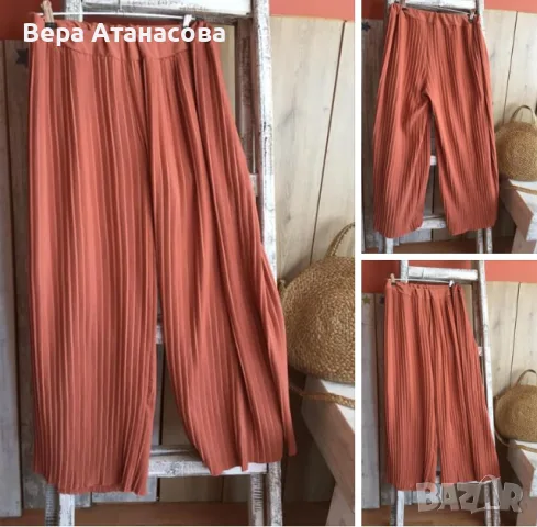 🍑🍑🍑 Широк панталон в цвят камел💄 м/л/хл👓, снимка 3 - Панталони - 55605241