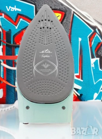 Туристическа ютия Voltz, 1500W Max, Керамична плоча, Паров удар, Сгъваема дръжка, Бял/зелен, снимка 3 - Ютии - 54479355