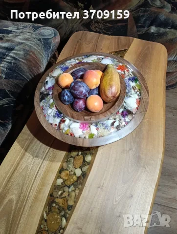 Уникална дървена купа с морски акцент - единична бройка, снимка 2 - Чинии - 55429600