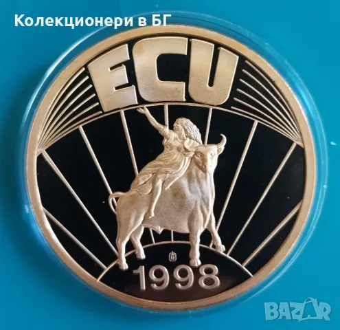 ГОЛЯМ ВЪЗПОМЕНАТЕЛЕН ПЛАКЕТ „ЕКЮ ДАНИЯ 1998 ГОДИНА“, снимка 2 - Нумизматика и бонистика - 55625979