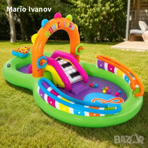 Надуваем детски воден парк с пързалка, фонтан и музикални игри – 295 x 190 x 137 см