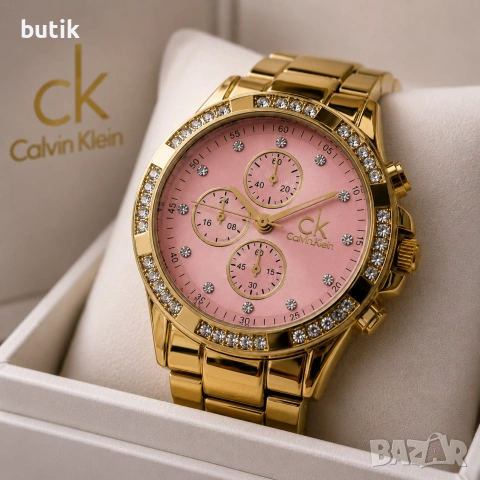 🌸 Дамски часовник Calvin Klein стил с розов циферблат