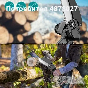 Акумулаторен мини верижен трион 6”, Комплект с 2 батерии 6000mAh и куфар, снимка 6 - Градински инструменти - 55336697