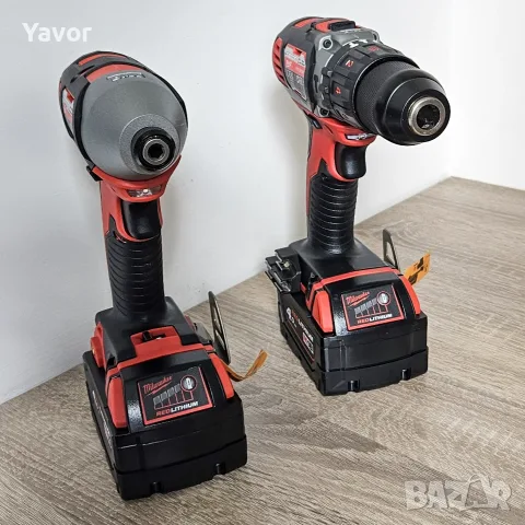 НОВ комплект Milwaukee M18 ударен гайковерт и винтоверт с 2 батерии 4Ah, зарядно и куфар, снимка 6 - Винтоверти - 55415587