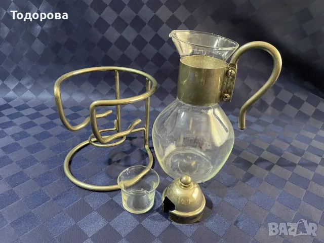 Кана с метална стойка и подгрев закафе,чай,вино, снимка 4 - Антикварни и старинни предмети - 55678910