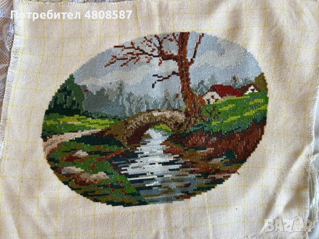 Овален гоблен “Мостчето”, снимка 3 - Гоблени - 54768250