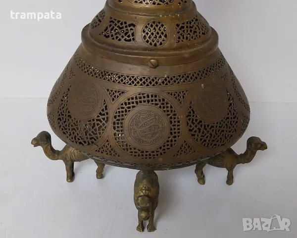 НАЙ ДОБРАТА ОФЕРТА Голяма Стара Арабска / Турска Месингова лампа , снимка 8 - Антикварни и старинни предмети - 55533760