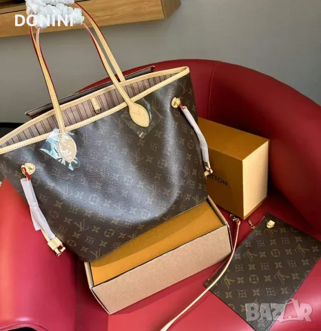 Дамска чанта Louis Vuitton Neverfull, кожа кожа