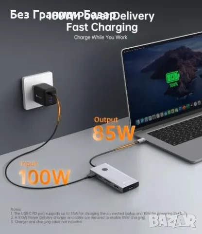 Нов лаптоп хъб Докинг станция за MacBook HP Dell Lenovo, 2 HDMI, USB 3.0, 4K 60Hz, снимка 7 - Кабели и адаптери - 55564999
