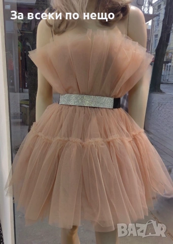 Къса Ефирна Тюлена Рокля Без Презрамки - Различни Цветове  Код Roni33, снимка 6 - Рокли - 54011619